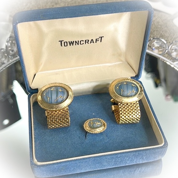 💕Check out this incredible set of Mesh Cufflinks & Tie Tack💕 - Picture 2 of 5